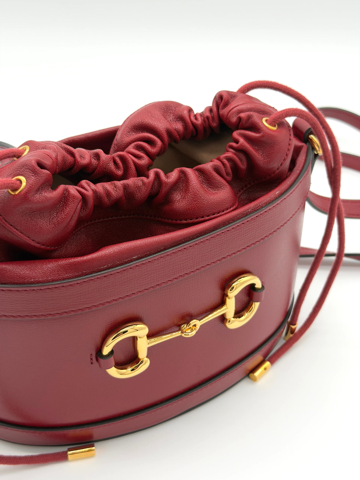 Gucci Horsebit 1955 Crossbody Bucket Bag in Cherry Red