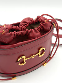 Gucci Horsebit 1955 Crossbody Bucket Bag in Cherry Red