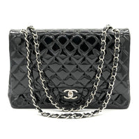 Chanel Timeless Double Flap Maxi in Black Quilted Patent Leather