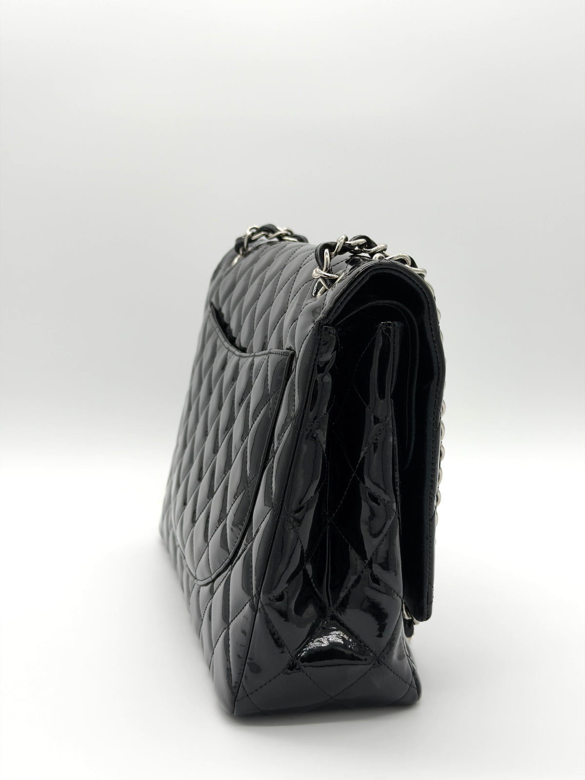 Chanel Timeless Double Flap Maxi in Black Quilted Patent Leather