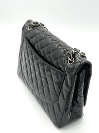 Chanel Timeless Double Flap Maxi in Black Quilted Patent Leather