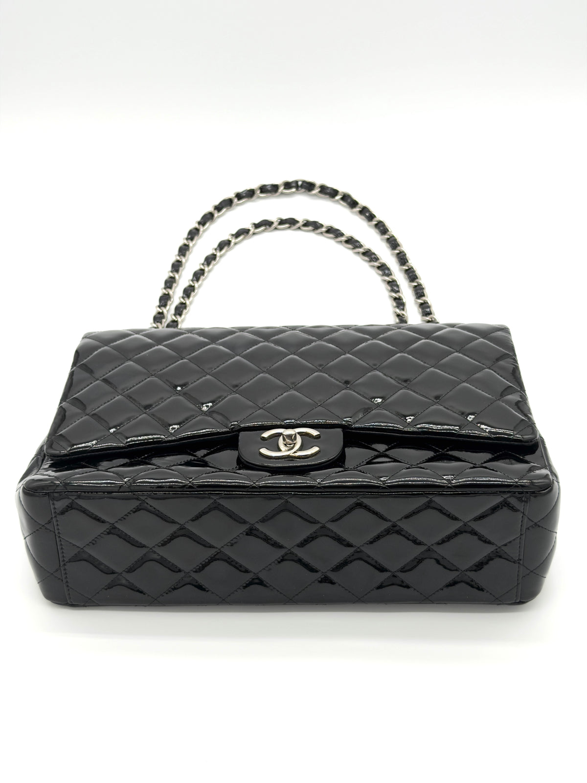 Chanel Timeless Double Flap Maxi in Black Quilted Patent Leather