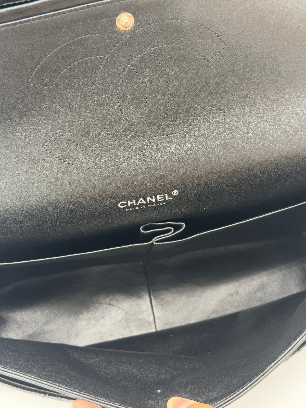 Chanel Timeless Double Flap Maxi in Black Quilted Patent Leather