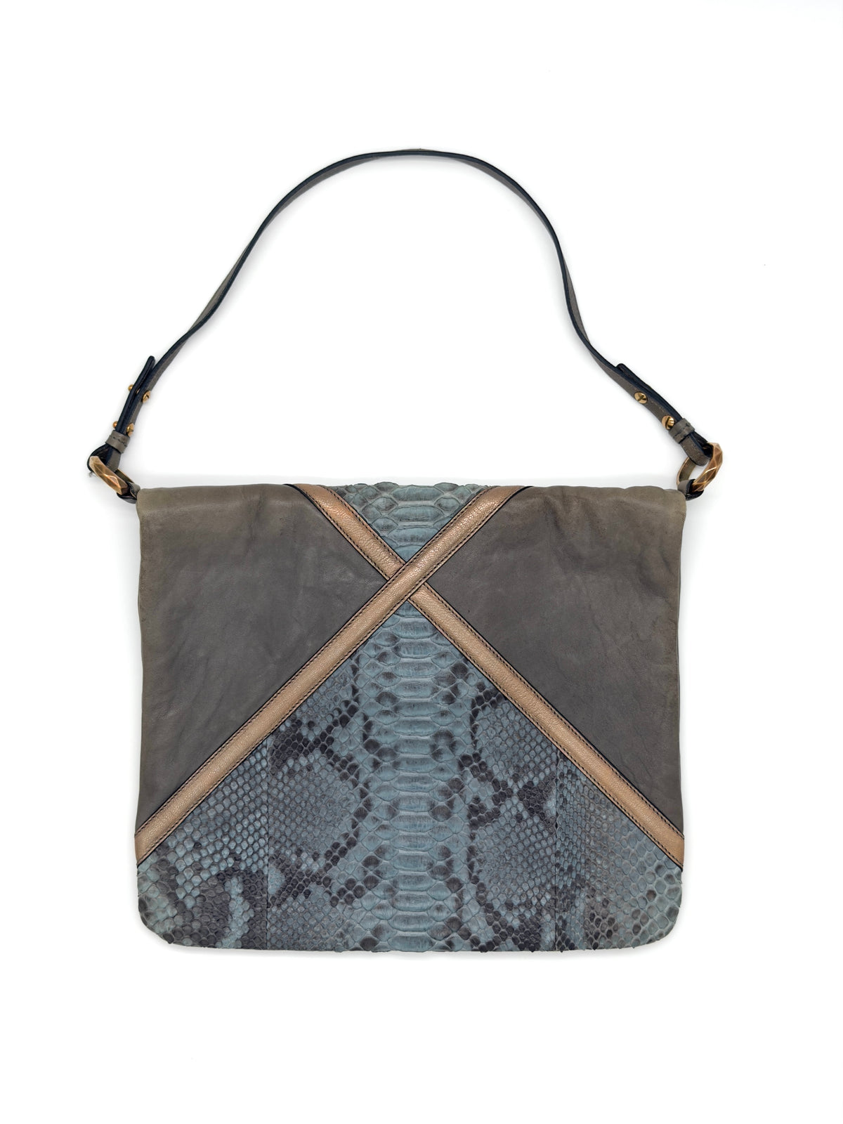 Chloé Snakeskin Envelope Bag in Grey