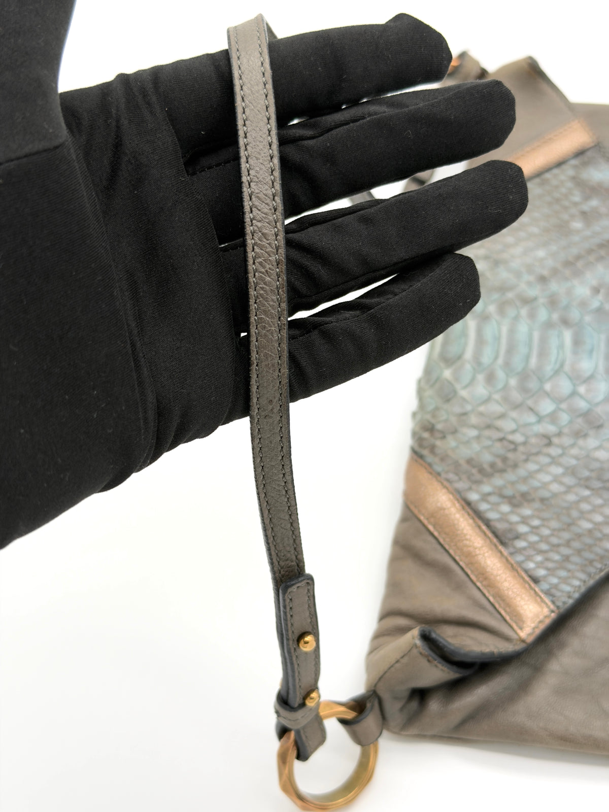 Chloé Snakeskin Envelope Bag in Grey