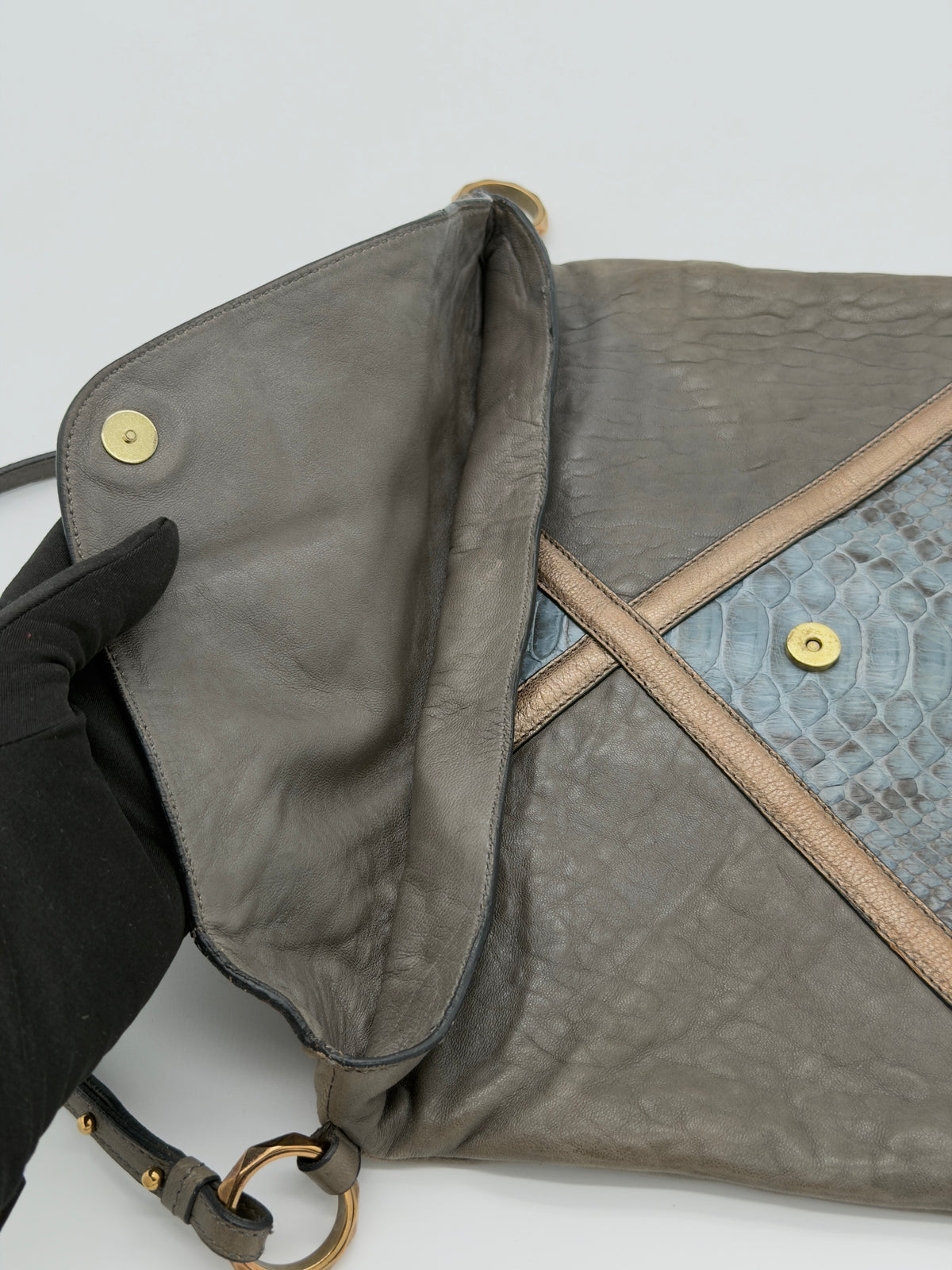 Chloé Snakeskin Envelope Bag in Grey