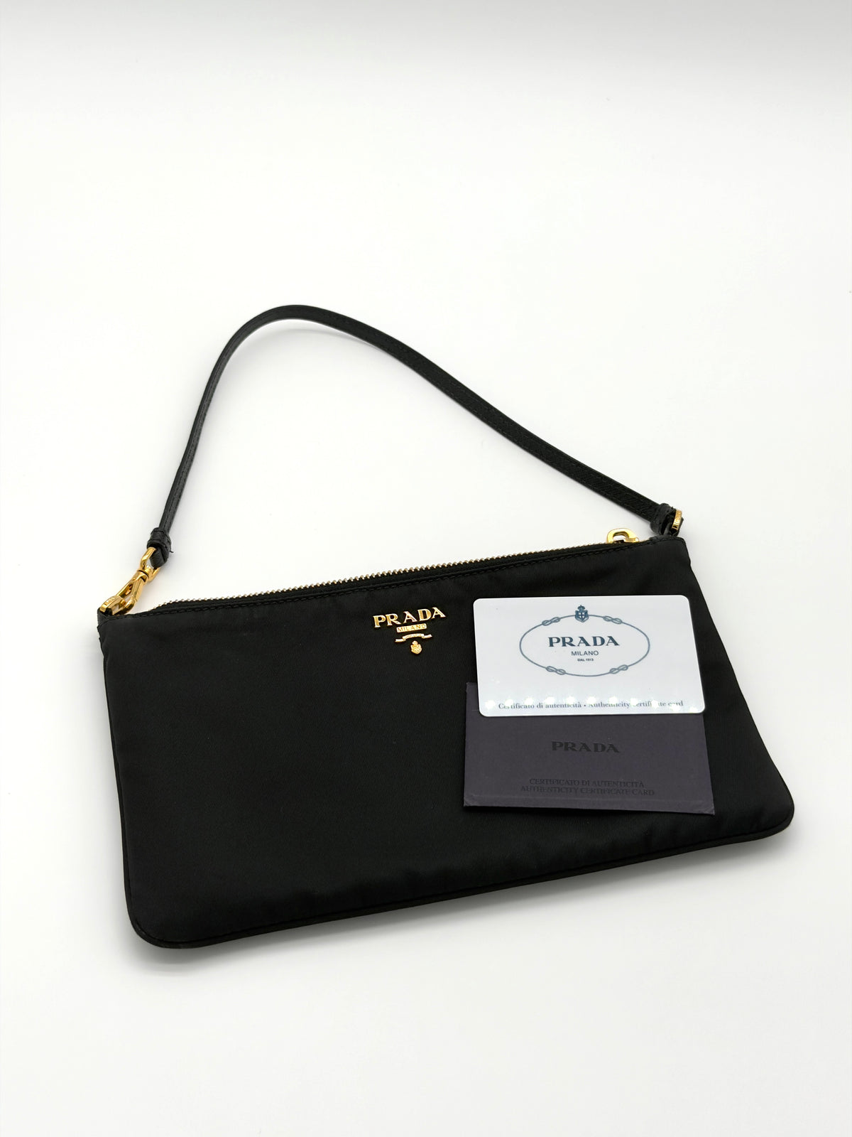 Prada Nylon and Saffiano Leather Strap Mini Clutch